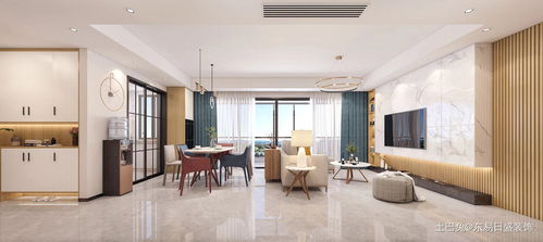 108平現(xiàn)代簡約三居裝修效果案例 寬闊客廳與餐廳實景圖賞析